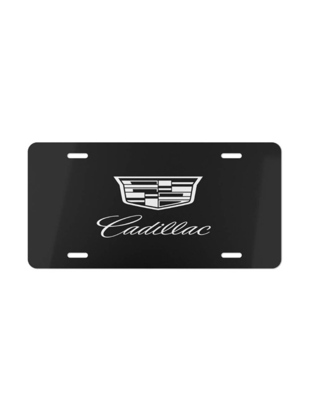 CADILLAC License Plate Custom Made of Stainless Steel Metal - Black Graphics